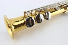 Gold Lacquer Brass Soprano Saxophone Straight Pipe Silver Plated Key Sax