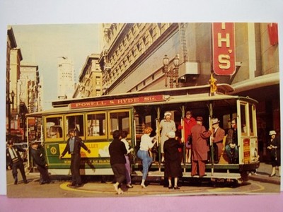 (4) different San Francisco CA cable car cards turntable flowerstand 