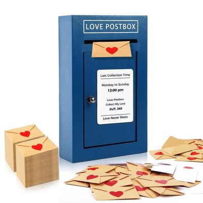 Romantic Love Postbox with 50 Mini Love Notes and Envelopes, Valentines Day G...