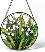 Buntglas SonnenfäNger MaiglöCkchen Blume, Handgefertigt Fensterdeko HäNgend Ø15
