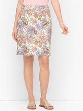 Talbots Women s Skirt Size 10 Petite A-Line Floral Canvas Print Knee Length NWT