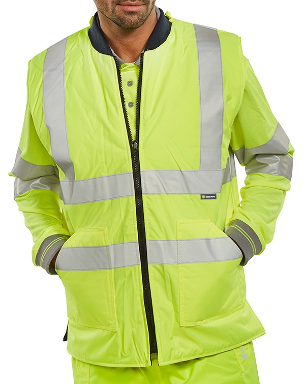 Beeswift Reversible Hi-Vis Interactive Bodywarmer Saturn Yellow / Navy Size 6XL