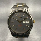 Seiko Titanium Watch Men 36mm Gray Dial Two Tone Daydate Round 7N43-9069 New Bat