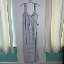 NWT Fresh Produce White Gray Geo Wave Malibu Maxi Sun Dress Women X-Large Summer
