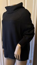 VARLEY Cowl Neck Oversized Cozy Sweatshirt Side Zip Women's Size S Black