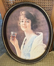 Vintage 1973 Coca Cola Serving Tray 1923 Flapper Girl Lady In Blue Oval Metal on The Hot Collector