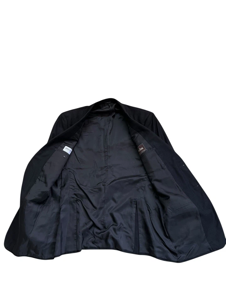 Armani Collezioni мужской костюм куртка в тонкую полоску Balck однобортный блейзер 44L - Изображение 3 из 4