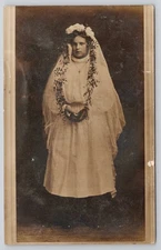Real Photo Postcard RPPC Bride or First Communion with Garland c1909