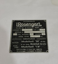 Data Plate Sign Rosengart Oldtimer S72 S84