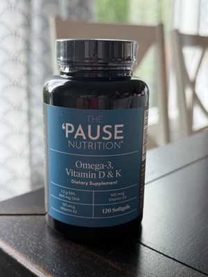 2 Bottles!  The Pause Nutrition Omega 3 Vitamin D & K2 Supplement Gluten Free