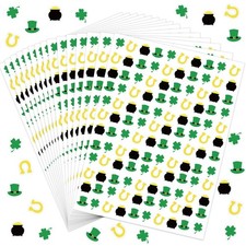 2400Pcs St. Patrick's Day Stickers Shamrock Horseshoe Pot and Leprechaun Hat Sel