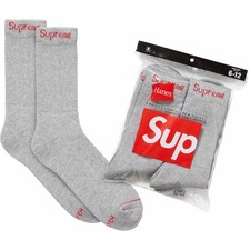 Sealed  Authentic - Supreme / Hanes Heather Grey Socks 4 Pack Gray