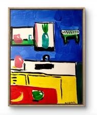 Original Art Bright Kitchen 14x11 Colorful Modern Art Acrylic Painting on Canvas