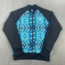 Adidas Men Medium Blue Tie Dye Track Jacket Superstar Trefoil Full Zip