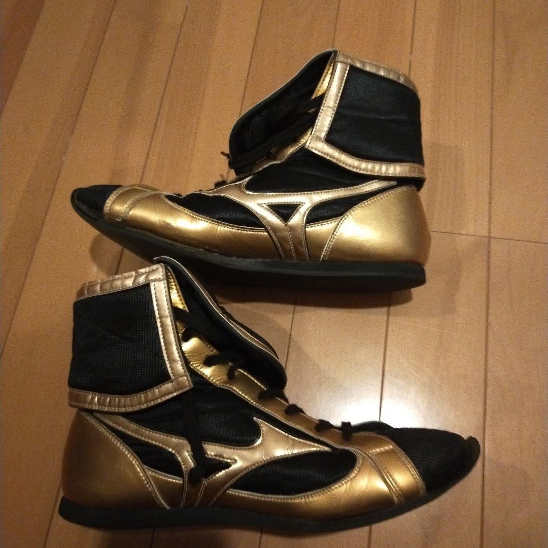MIZUNO Boxing Shoes EF184 Gold and Black US7 / 25cm 21GX184 Used