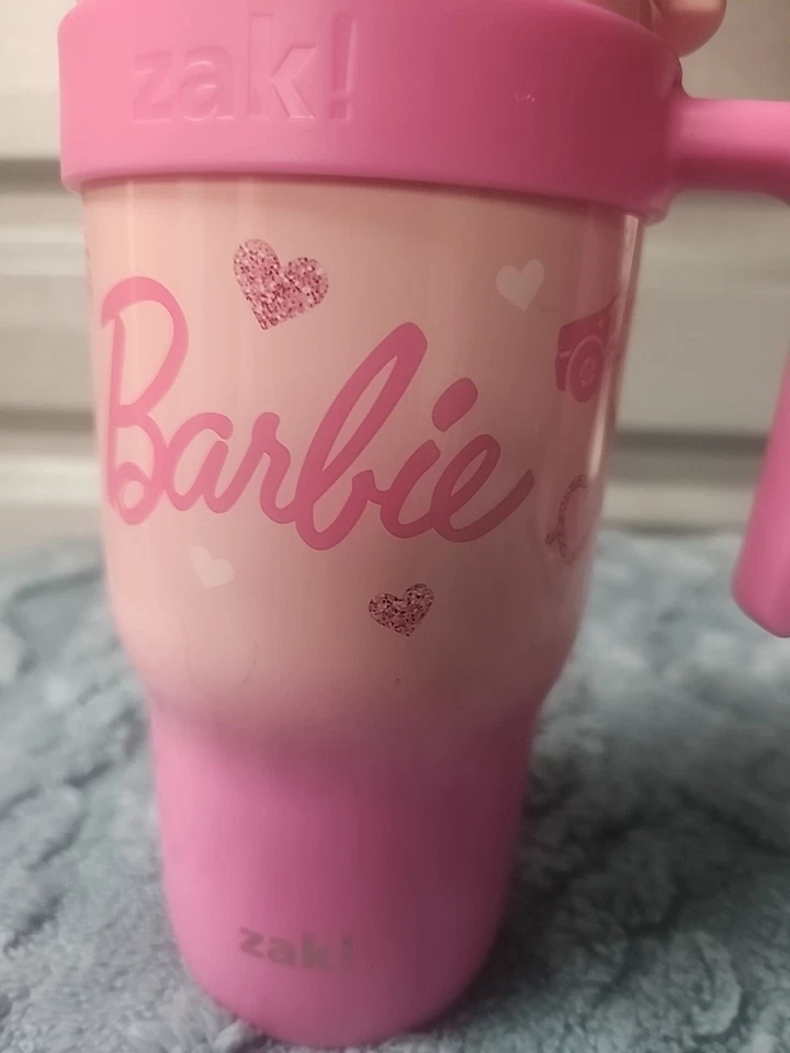 Vaso para niños Barbie Zak Designs 18 oz - acero inoxidable, a prueba de derrames, con pajita Foto 2 de 4