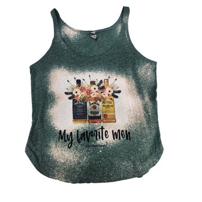 Jack Daniels Jim Beam Jose Cuervo Tank Top Women ''My Favorite Men'' Medium Green