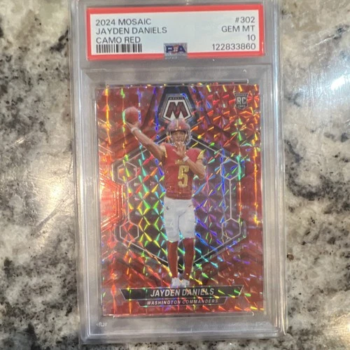 2024 Panini Mosaic Jayden Daniels #302 Red Camo Rookie PSA 10 Washington