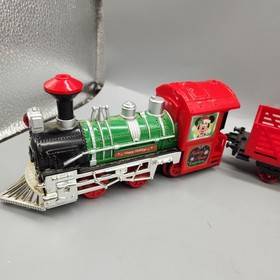 Disney Mickey Mouse Christmas Train 3pc Engine Gondola Sled Red Toy Holiday