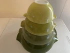 4 VTG PYREX Verde Avocado Green Cinderella Nesting Mixing Bowls Set 441-444
