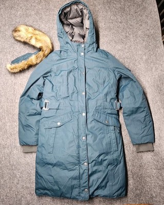 Eddie Bauer Womens Weatheredge Down Parka Knee Length Teal Medium Hooded