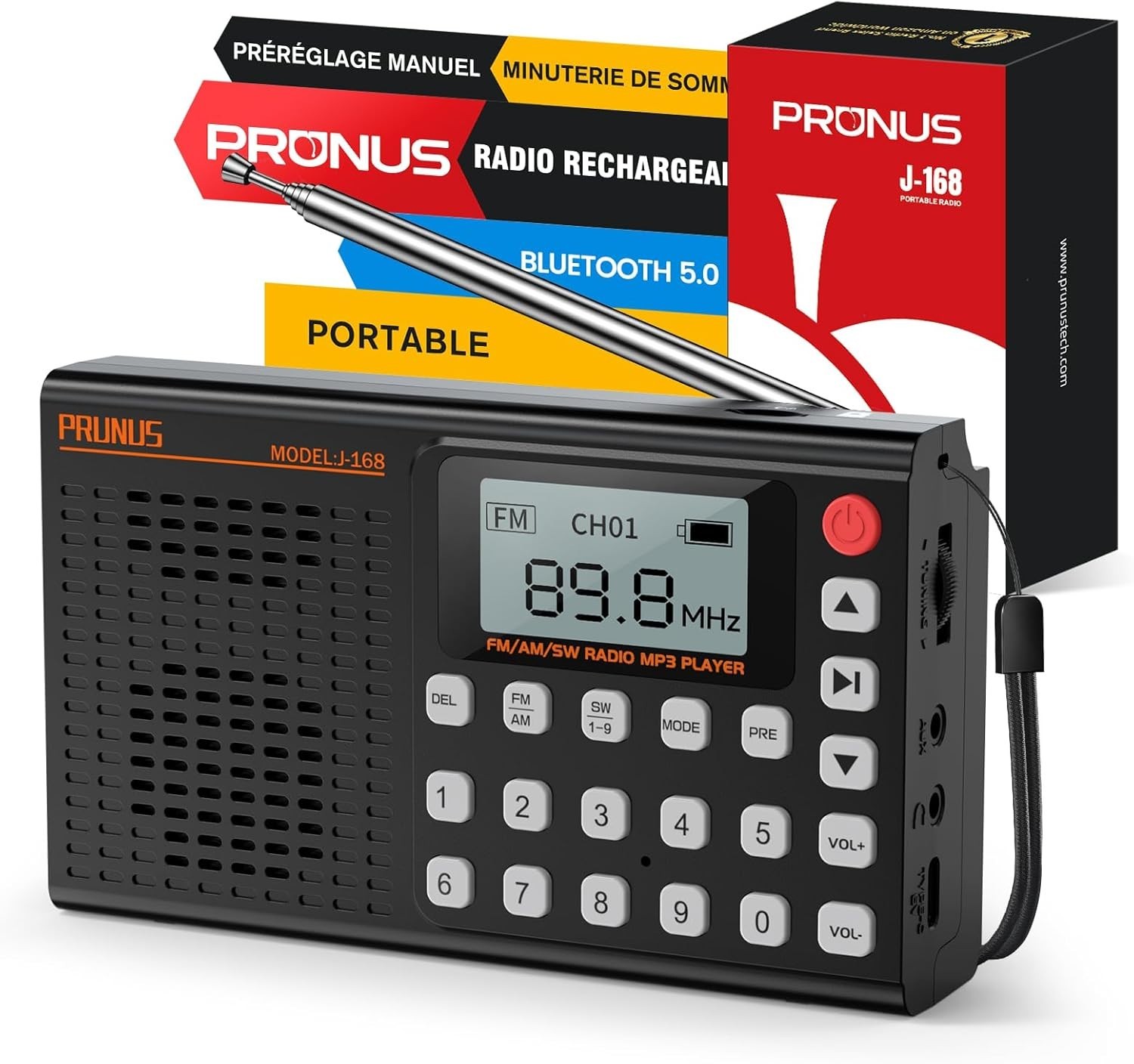 Radio Numérique J-168, Petite Radio de Poche pour Senior Facile à Utiliser