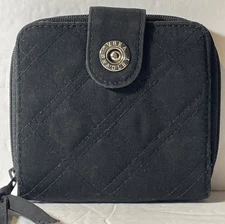 Vera Bradley Bifold Black Quilted Mini Wallet 4.75 X 4.25”
