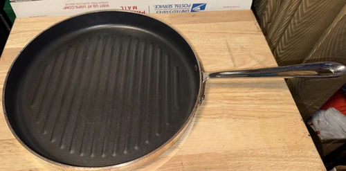 ALL-CLAD Round Grill Pan Skillet 12" Ribbed Non-stick