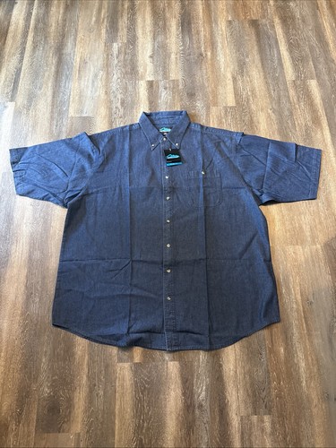 Tri Mountain Men’s 3XLT Short Sleeve Denim Button Down Shirt NWT