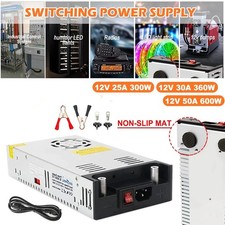 110V to 12V DC Converter AC to DC 600W 0-50A Power Supply Adjustable Transformer