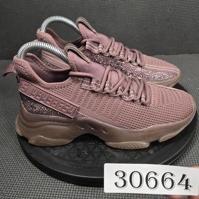 Steve Madden Maxima Shoes Womens Sz 7M Mauve Pink Rhinestone Knit