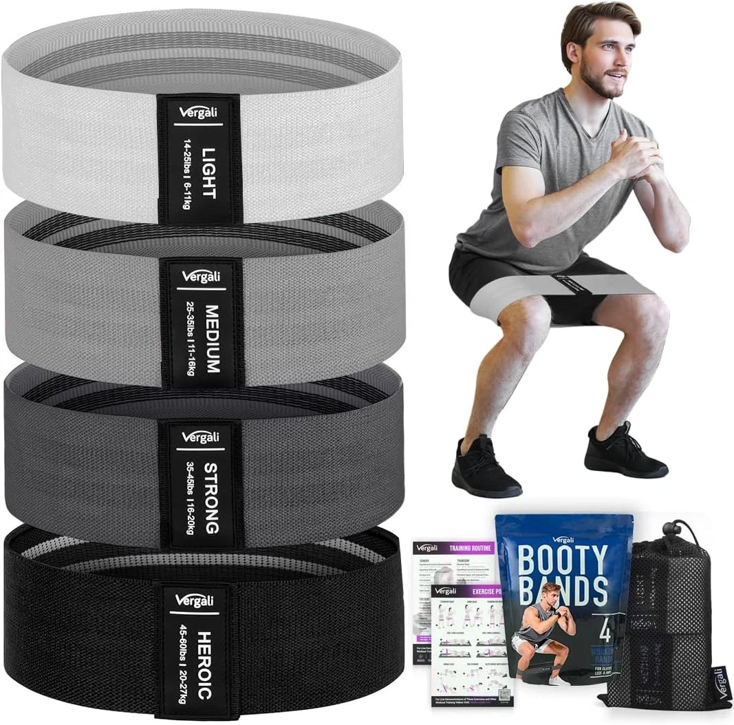 4PCS Fabric Hip Resistance Bands Workout Set for Women Men