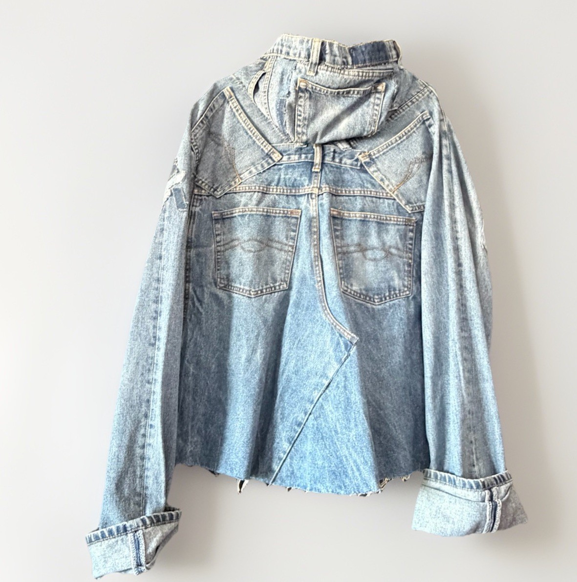 Forsaken Artifacts Unisex XL Blue Hooded Zip Denim Jean Jacket