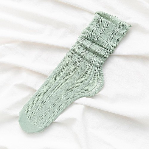 Soft Cute Long Socks - Solid Hollow Out Mesh Thin Sock Women Fashion Accessories - Picture 24 of 24