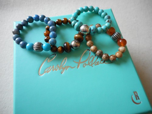 Carolyn Pollack Sterling Genuine Stone Bead Stretch Ring Set w/ Box/Bag 295901 - Picture 8 of 8