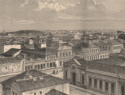 Rio Grande, Rio Grande do Sul - Gesamtansicht. Brasilien 1885 alter antiker Druck