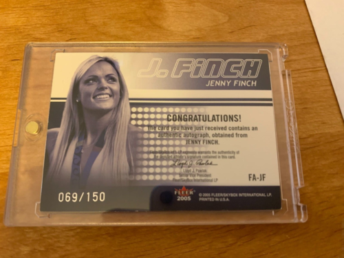 2005 Fleer Skybox Jenny Finch on Card Auto #069/150 FA-JF Softball USA - Picture 3 of 3