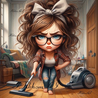 Digital Art Pictures Girl Homework Chibi Style Anime Wallpaper Background Decor