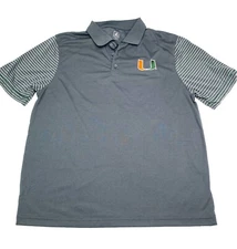 J. America Miami Hurricanes Gray Polo Shirt Mens Size Large College Football