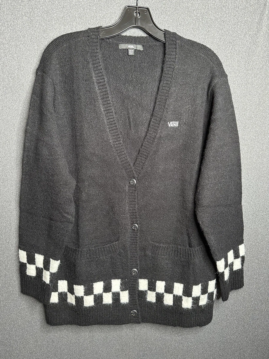 Van's Checkerboard Cardigan Size XS Lowcheck Sweater Front Pockets