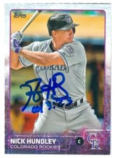 Nick Hundley autographed baseball card (Colorado Rockies) 2015 Topps #680