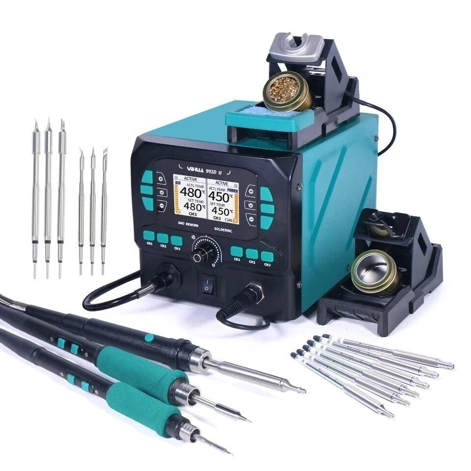YIHUA 992D-II High-Precision Hot Air Gun C210/C245 Soldering Iron Station Kit