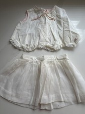 VINTAGE OFF WHITE AND PINK TODDLE TYKE OUTFIT 17-23 POUNDS