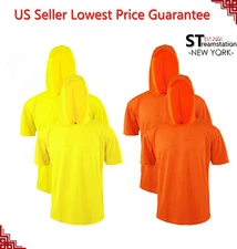 2pcs Hi Vis T Shirt High Visibility Short Sleeve Safety Work Shirts With Hood 40