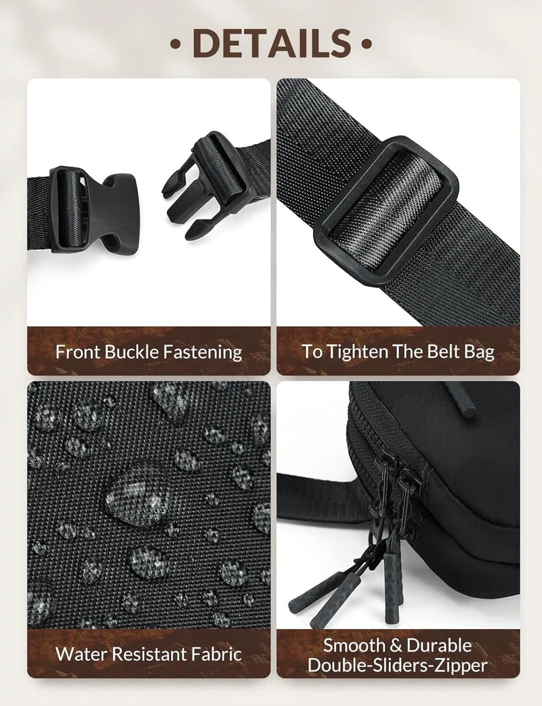 BALEAF Belt Bag Women Fanny Packs Crossbody Fashion Waist Pack Black