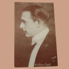 1920s EXHIBIT ARCADE CARD SILENT FILM ACTOR WALLACE REID SIGNED EVANS L.A.