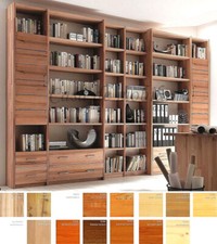 Massivholz Bibliothek Buche Eiche Kiefer massiv Büroregal Bücher-regal Schrank