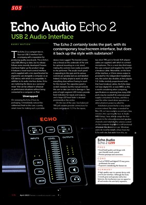 SOUND-ON-SOUND MAGAZIN TEST ECHO AUDIO ECHO 2 USB 2 AUDIO INTERFACE