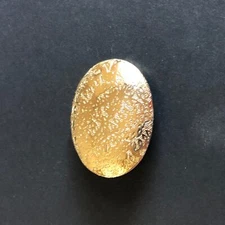 Vintage Scarf Clip, Gold Tone Oval w Vines and Flower Designs