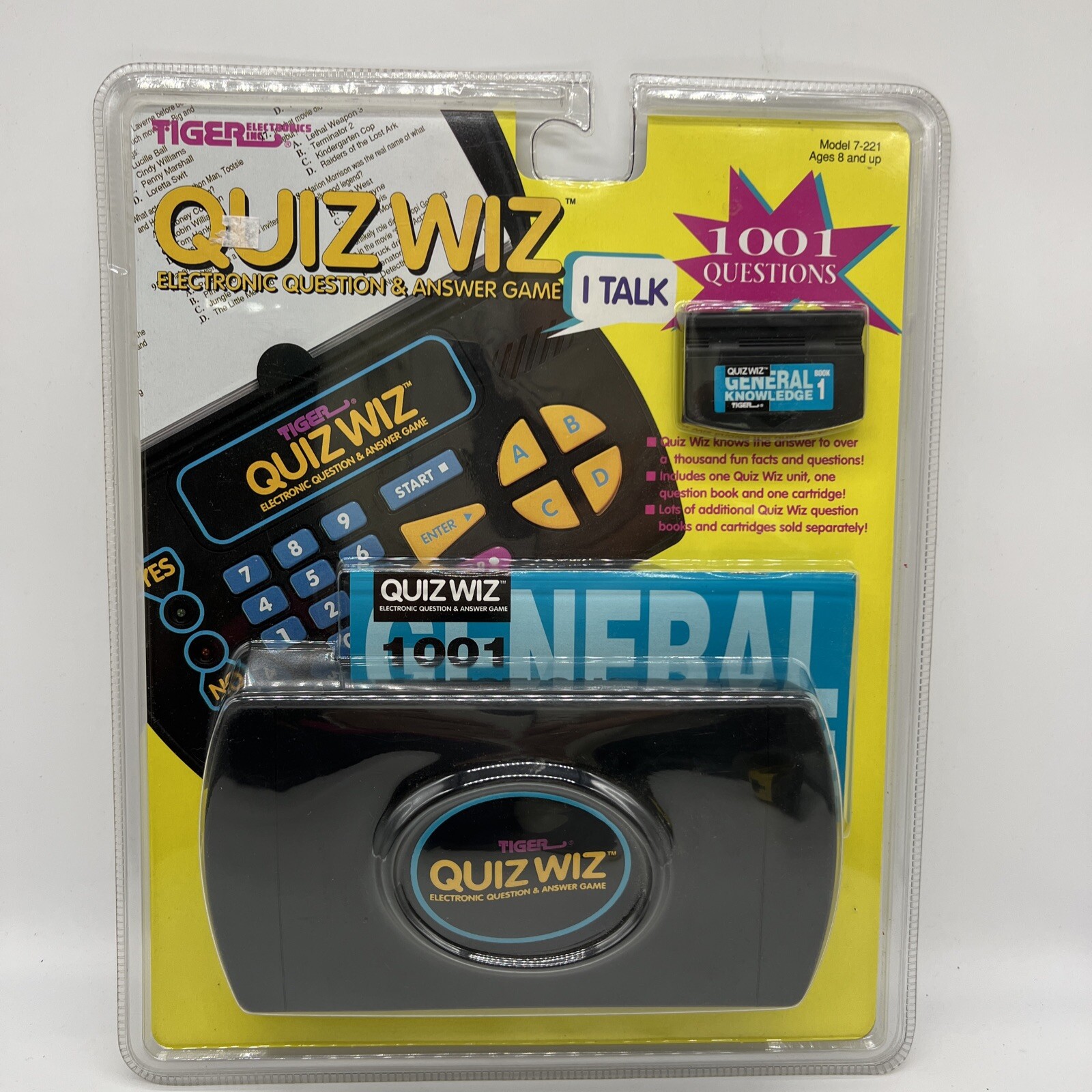 Tiger Electronics Quiz Wiz Handheld Game 7-221 Cartridge Book 1993 New
